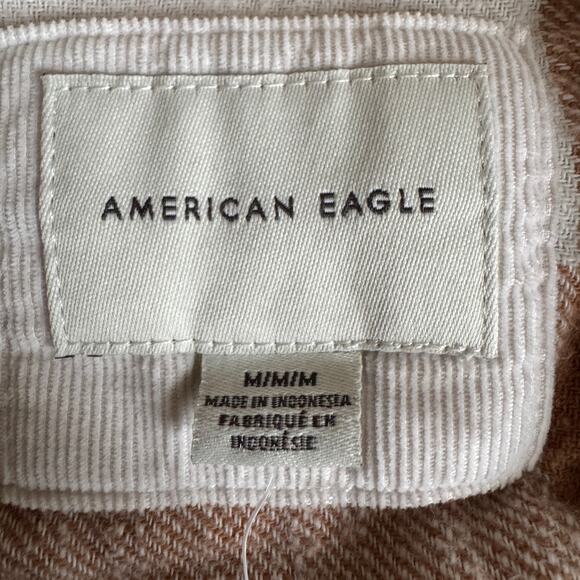 American Eagle Top Women's Brown Plaid Button Down Long Sleeve Sz M - Picture 7 of 9